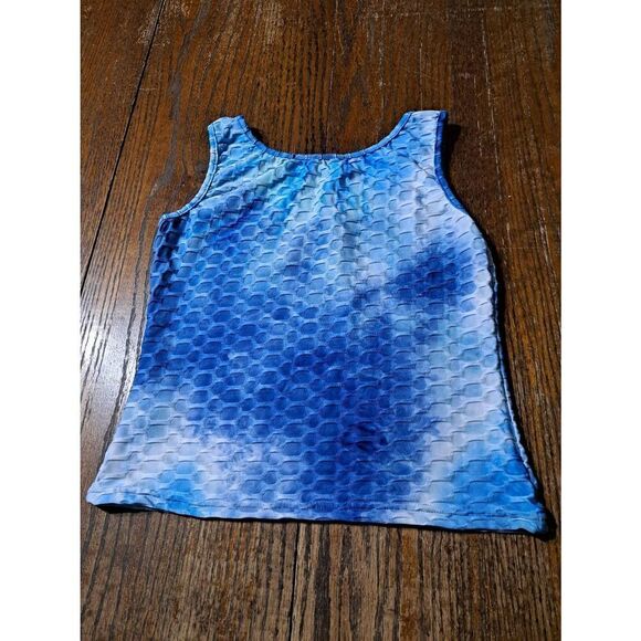 Large AQ Sport Cropped Length Blue Sleeveless Pullover Tank Top Honeycomb - Picture 2 of 2